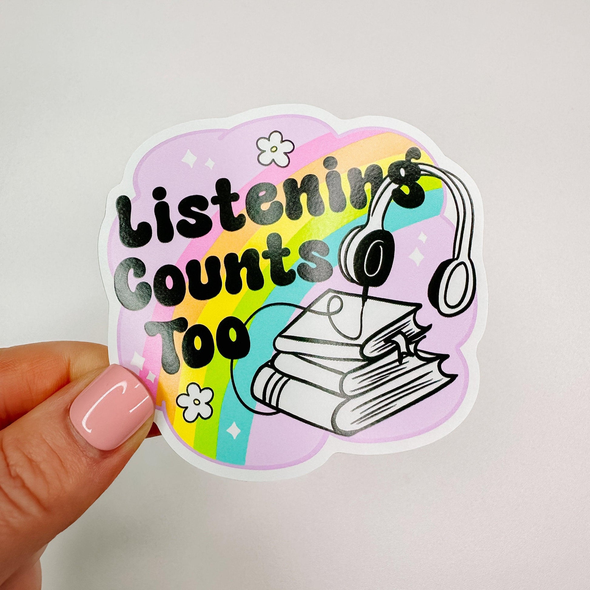 Audiobook Listening Counts Too - Bookish Vinyl Sticker-Cricket Paper Co.