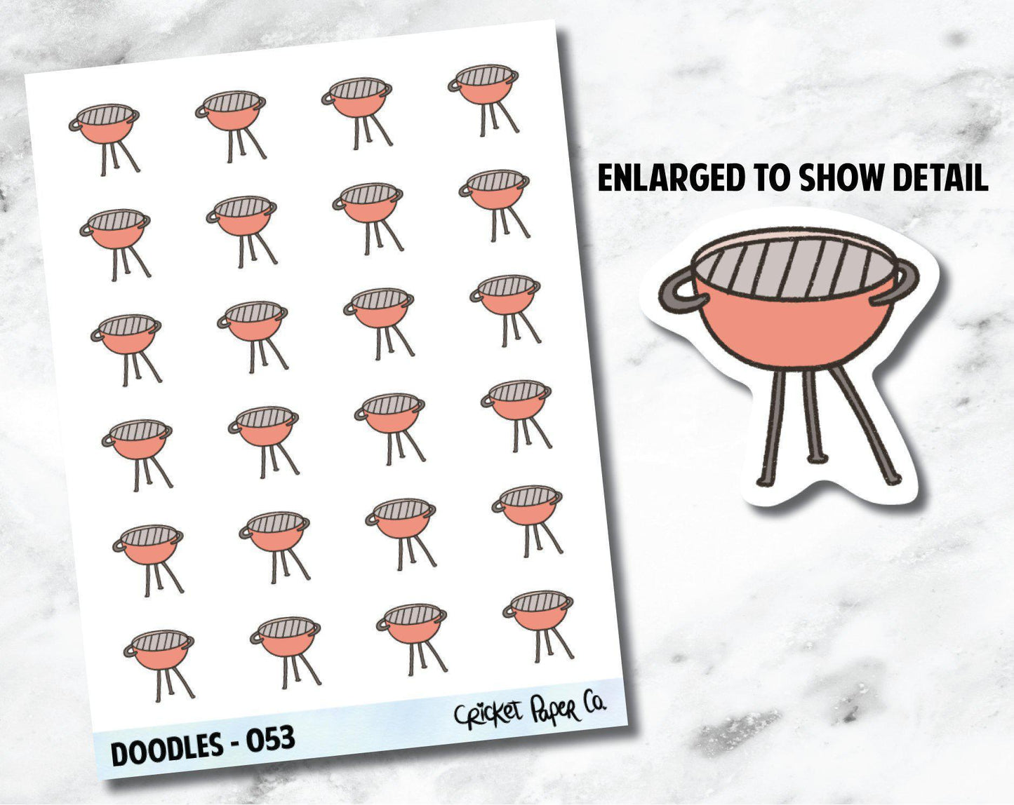 BBQ Grill, Barbecue, Outdoor Grill, Summer Hand Drawn Doodles - 053-Cricket Paper Co.