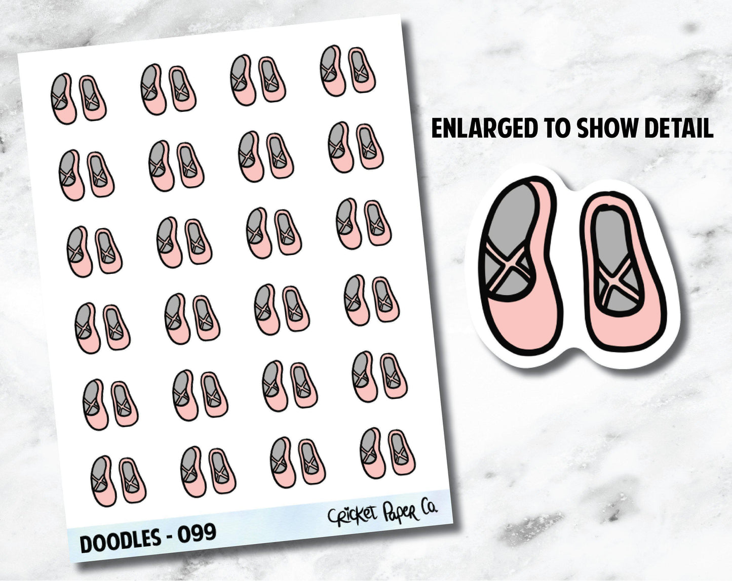 Ballet Slippers, Dance, Recital Hand Drawn Doodles - 099-Cricket Paper Co.