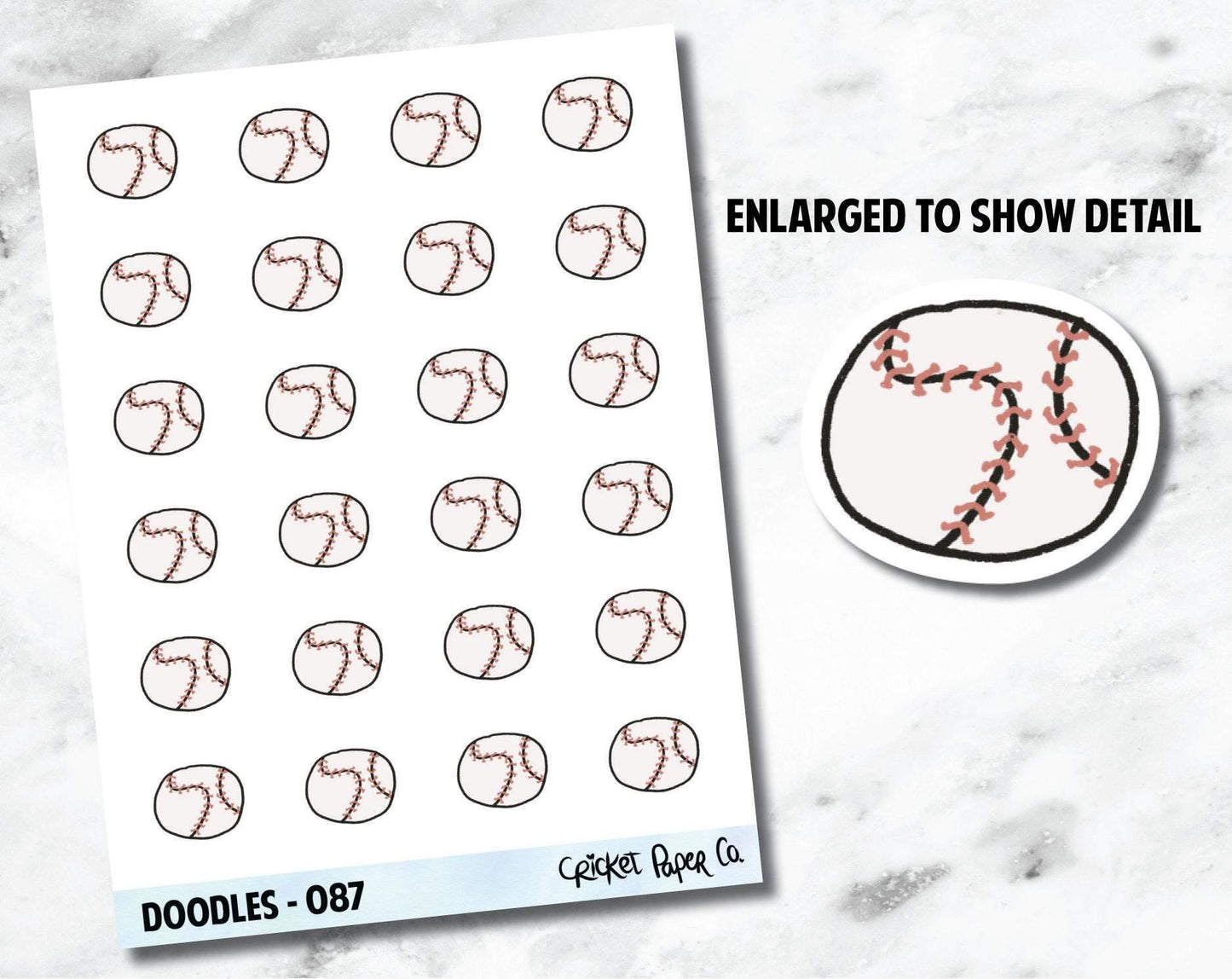 Baseball, Sports, Athletics, Baseball Practice, Game Hand Drawn Doodles - 087-Cricket Paper Co.