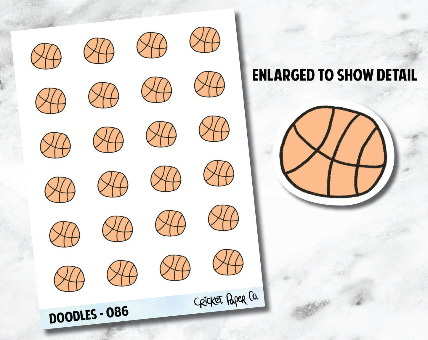 Basketball, Sports, Athletics, Basketball Practice, Game Hand Drawn Doodles - 086-Cricket Paper Co.