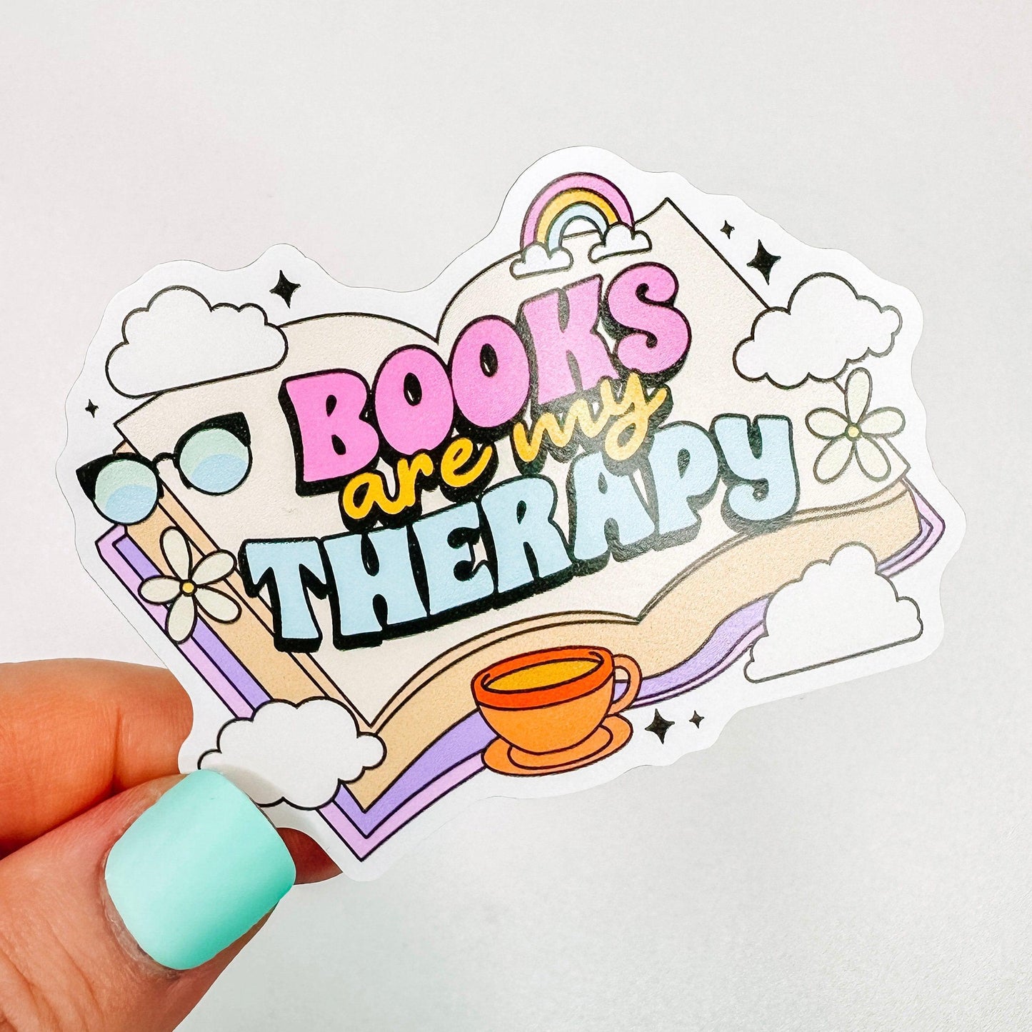 Books Are My Therapy - Bookish Vinyl Sticker-Cricket Paper Co.