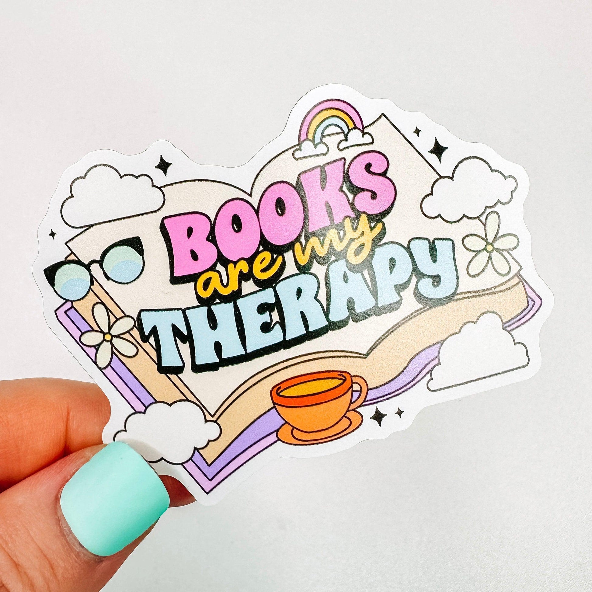Books Are My Therapy - Bookish Vinyl Sticker-Cricket Paper Co.