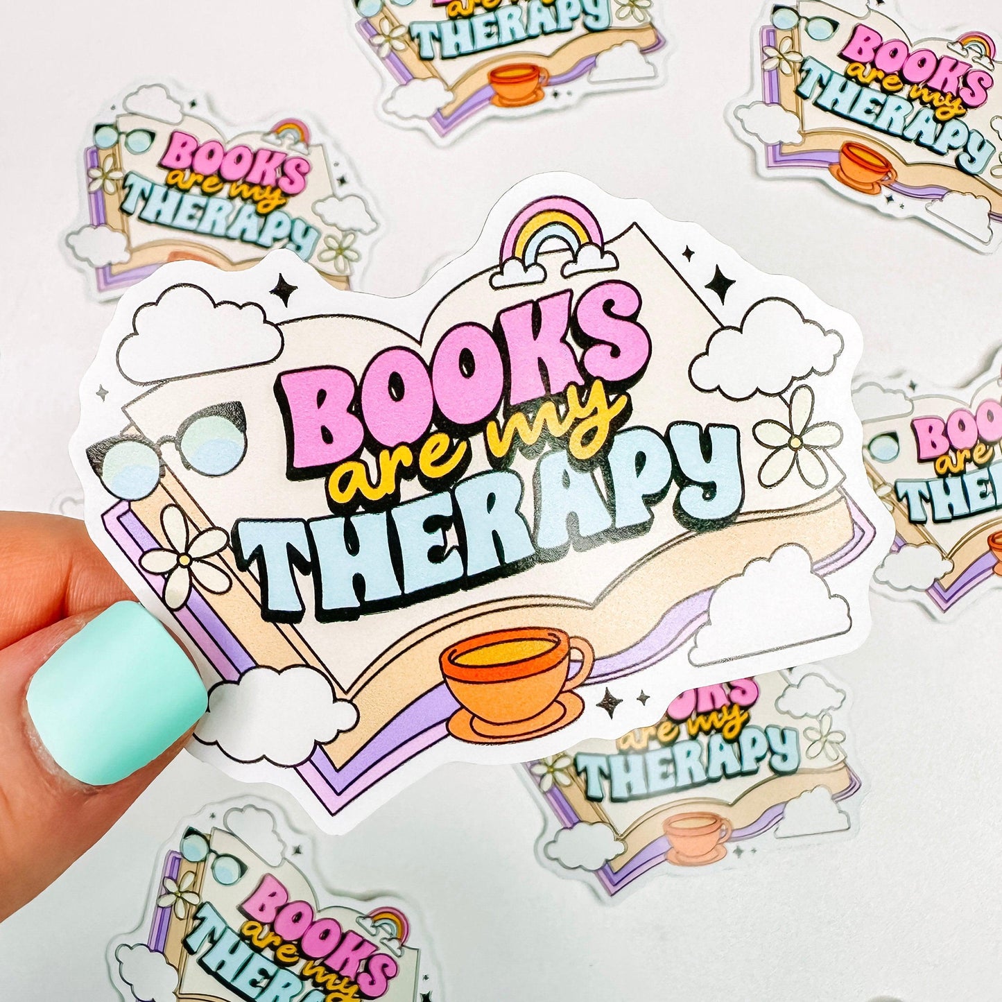 Books Are My Therapy - Bookish Vinyl Sticker-Cricket Paper Co.
