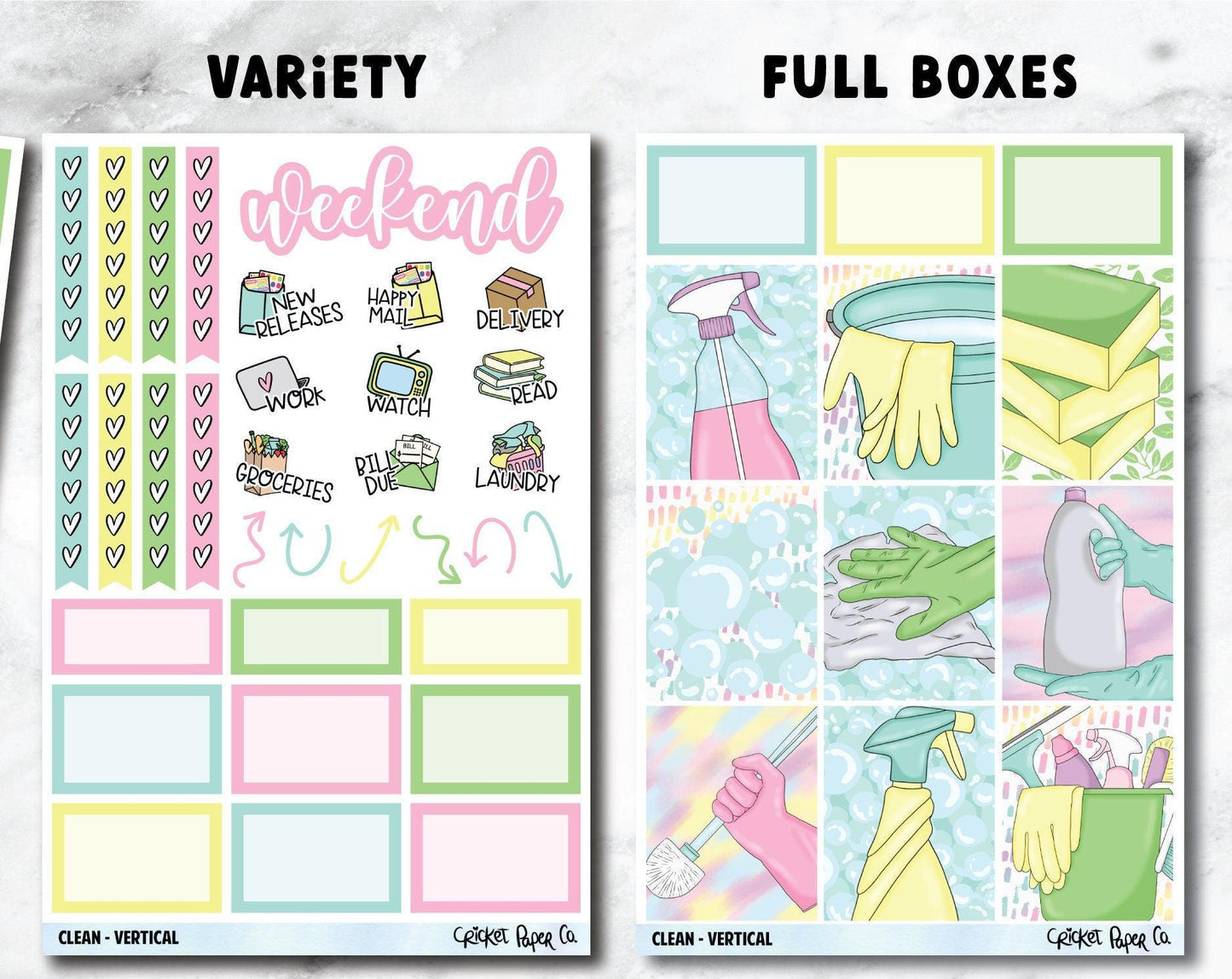 CLEAN Planner Stickers - Full Kit-Cricket Paper Co.