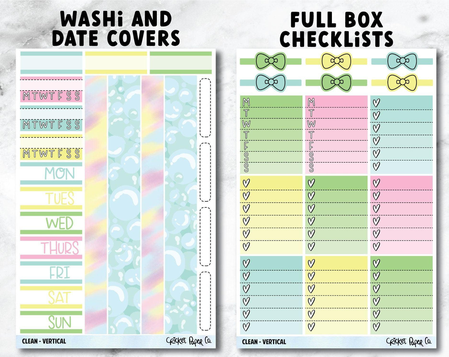 CLEAN Planner Stickers - Full Kit-Cricket Paper Co.
