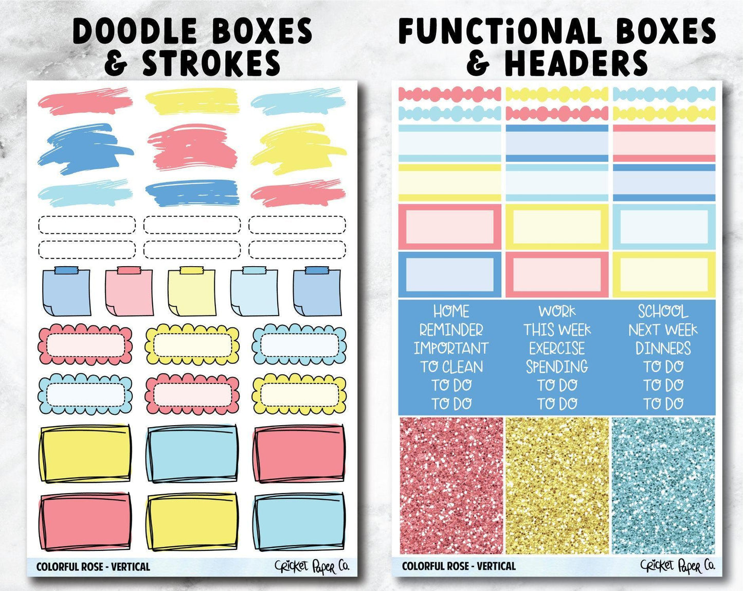 COLORFUL ROSE Planner Stickers - Full Kit-Cricket Paper Co.