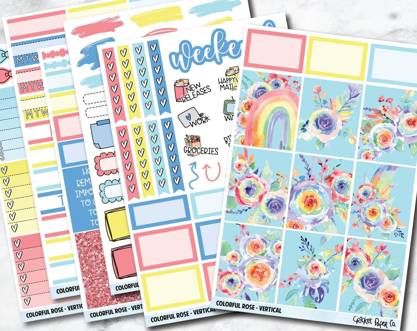 COLORFUL ROSE Planner Stickers - Full Kit-Cricket Paper Co.