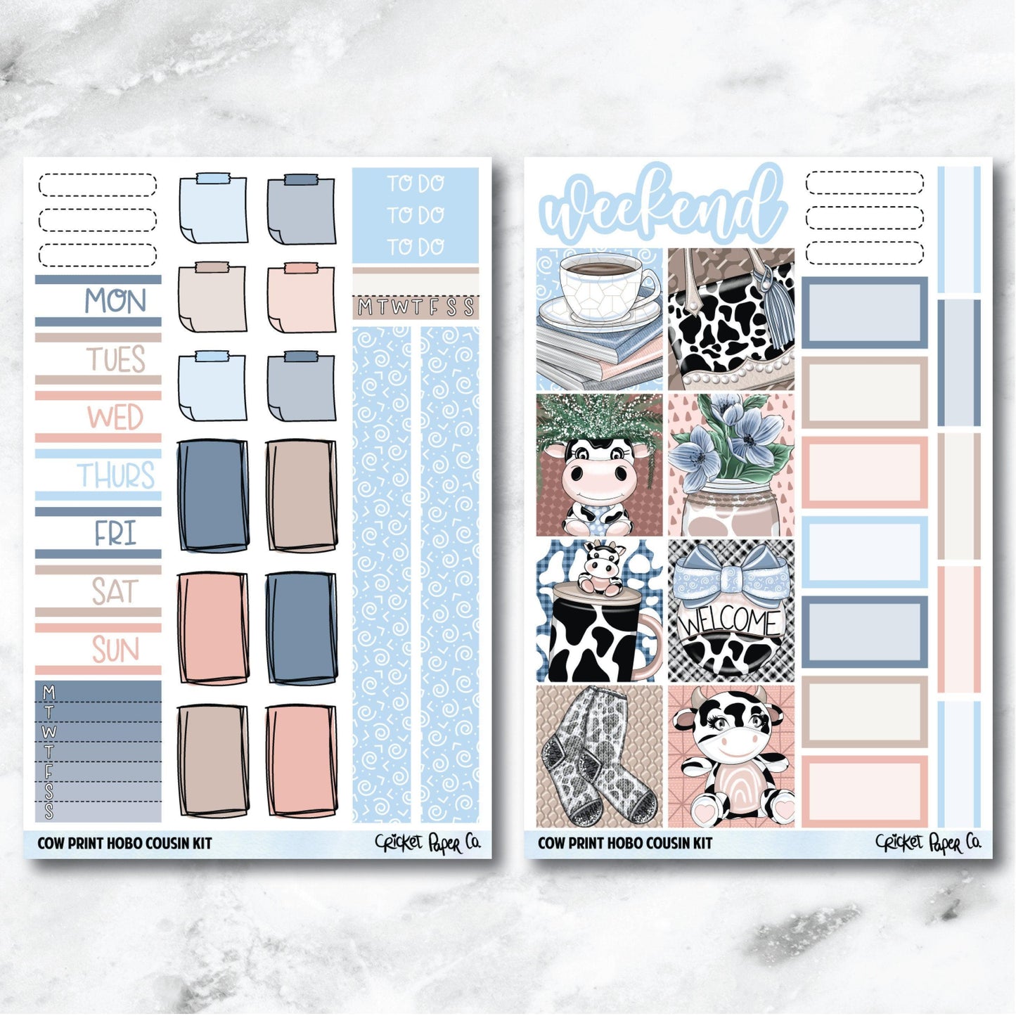 Cow Print HOBONICHI COUSIN Planner Stickers Mini Kit-Cricket Paper Co.