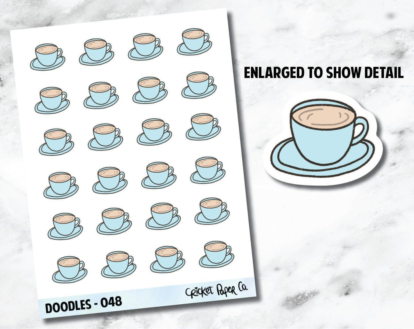 Cup of Coffee, Tea Cup, Caffeine Hand Drawn Doodles - 048-Cricket Paper Co.