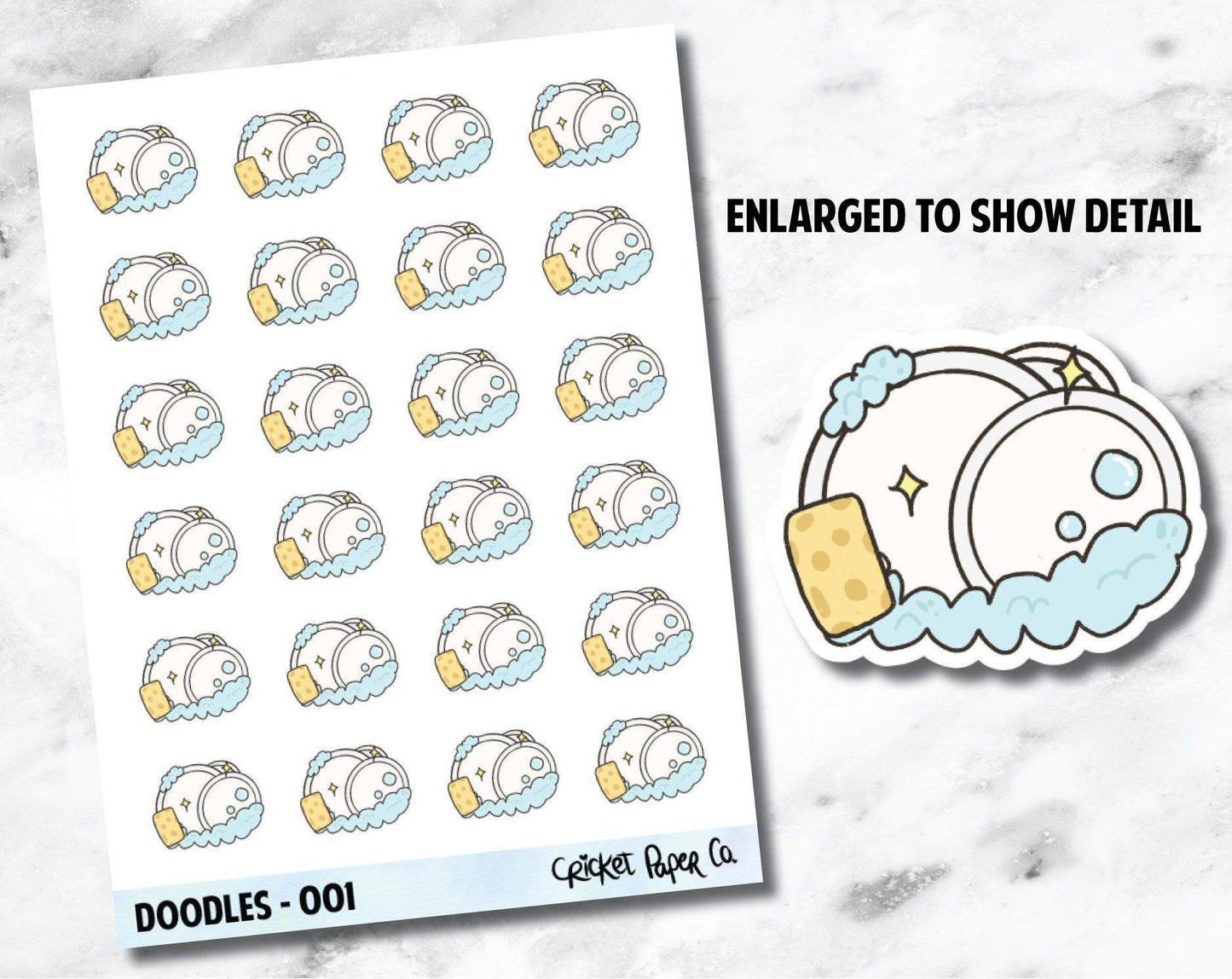 Dishes, Cleaning, Chores Hand Drawn Doodles - 001-Cricket Paper Co.