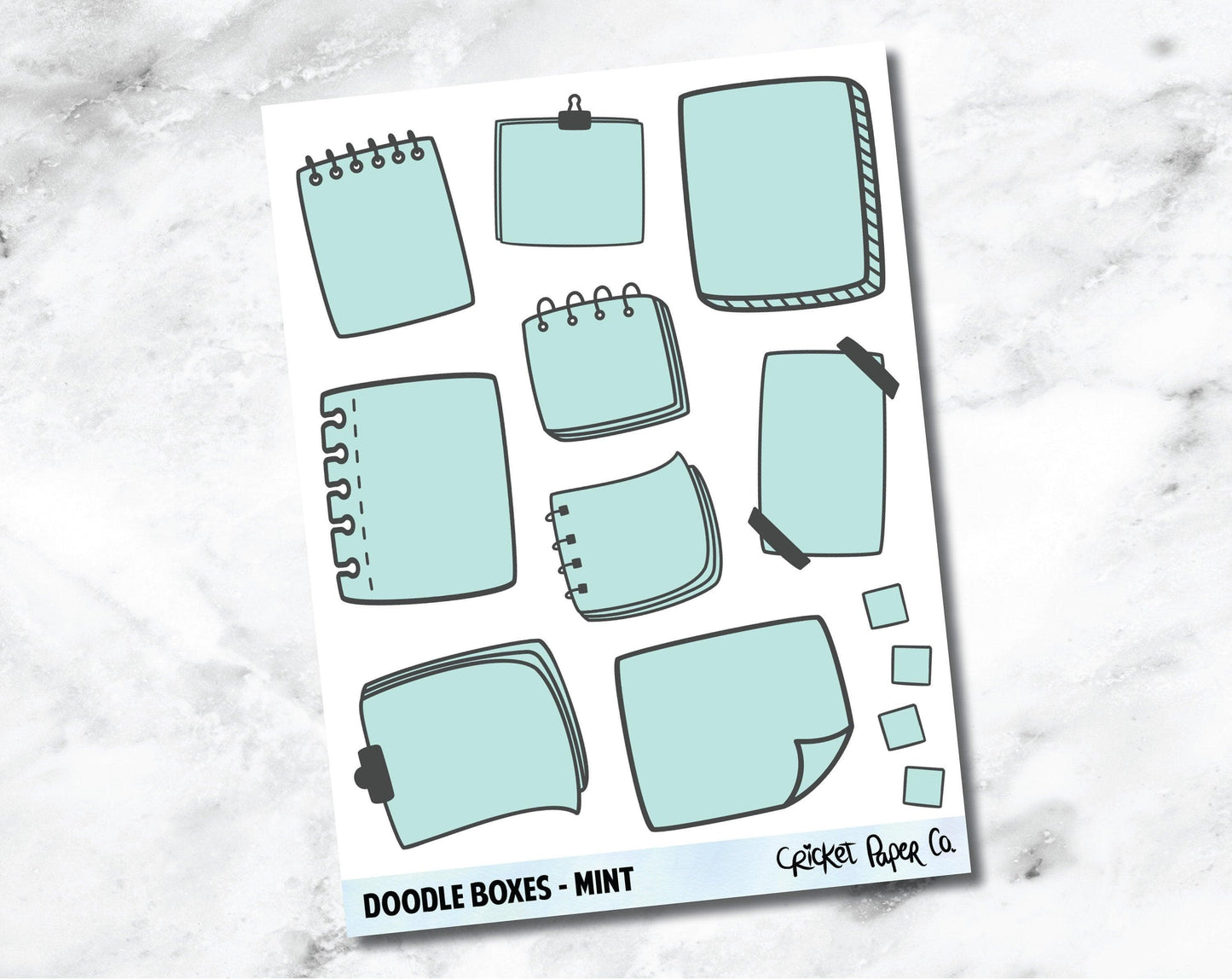 Doodle Boxes Planner Stickers - Mint-Cricket Paper Co.