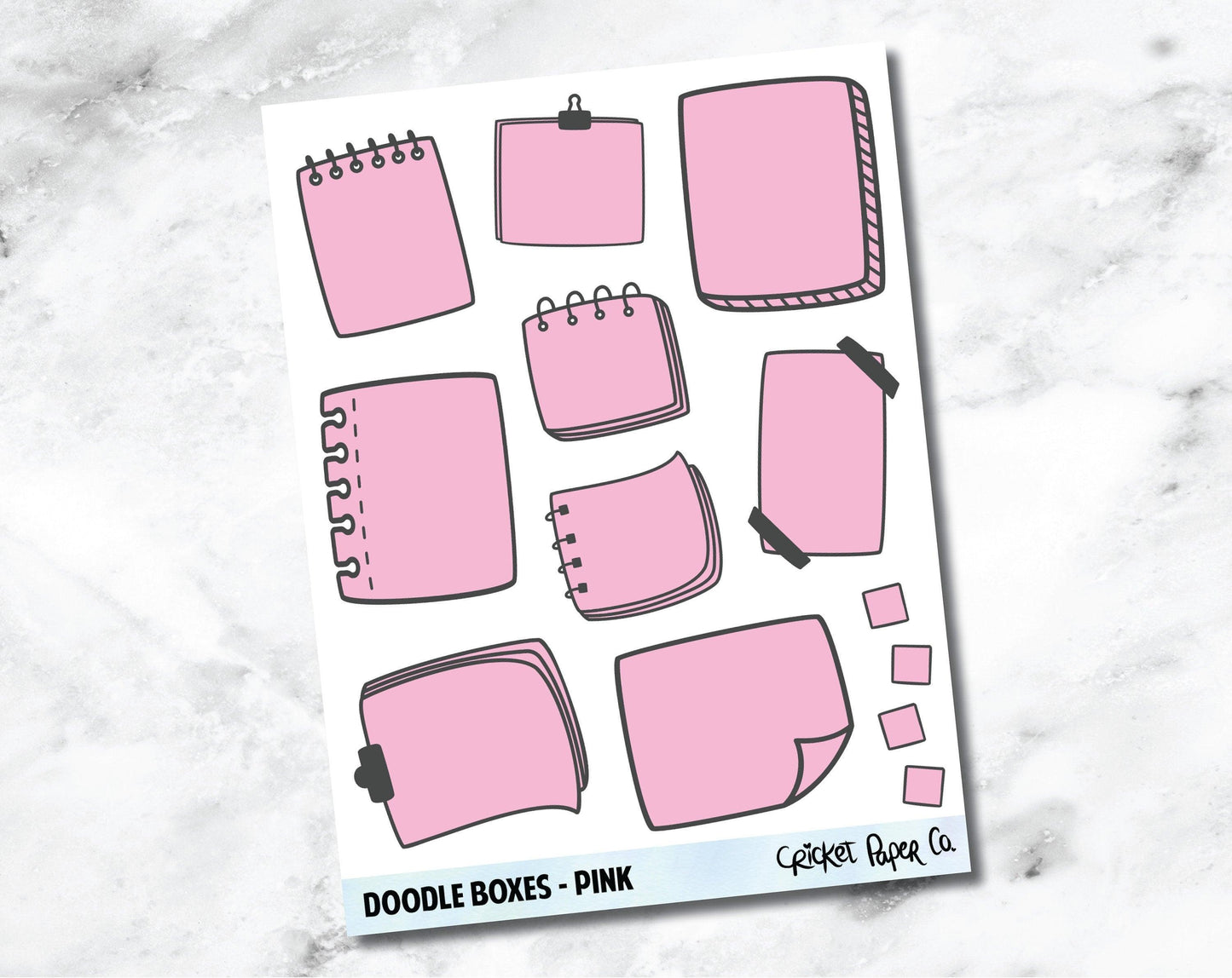 Doodle Boxes Planner Stickers - Pink-Cricket Paper Co.