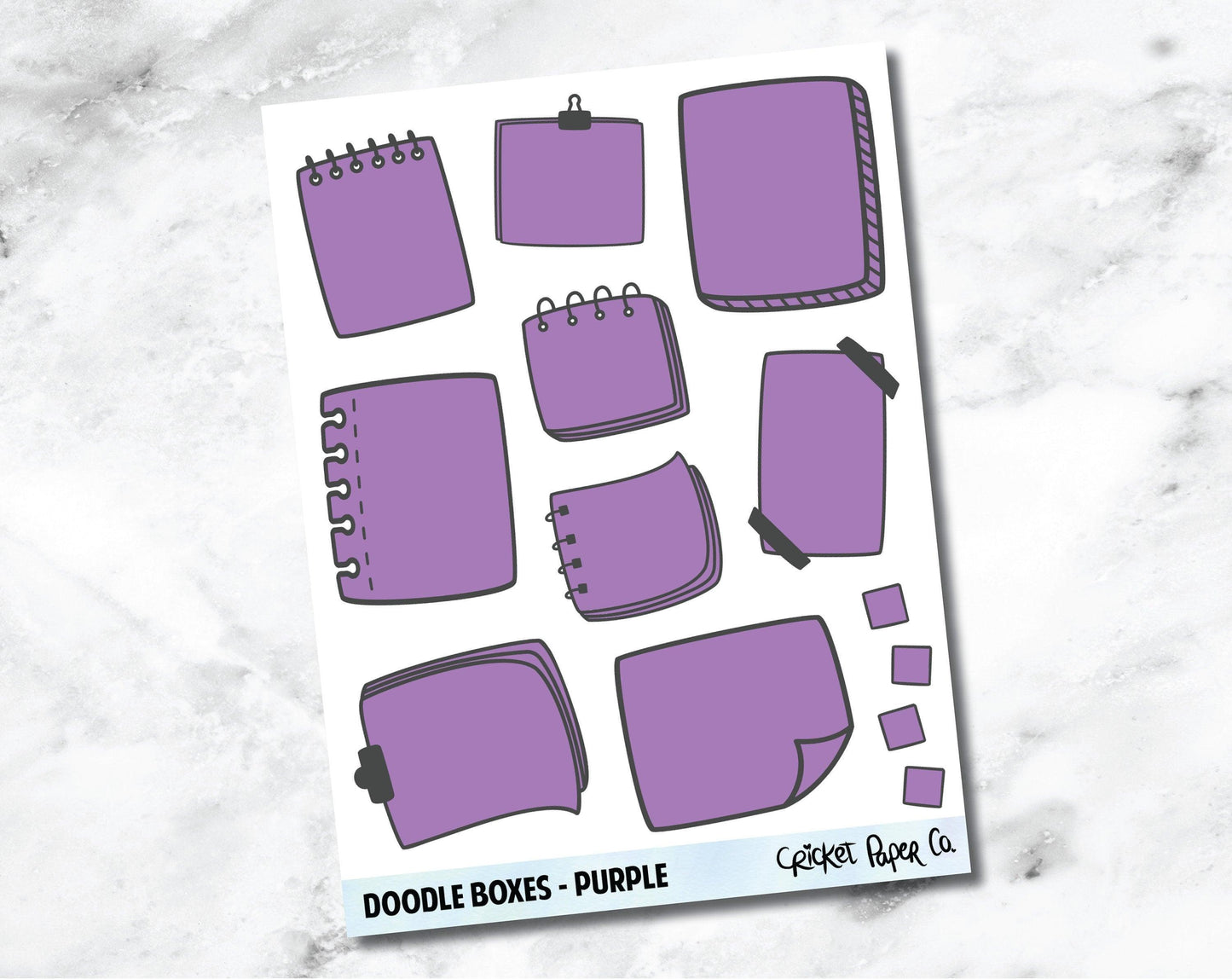 Doodle Boxes Planner Stickers - Purple-Cricket Paper Co.