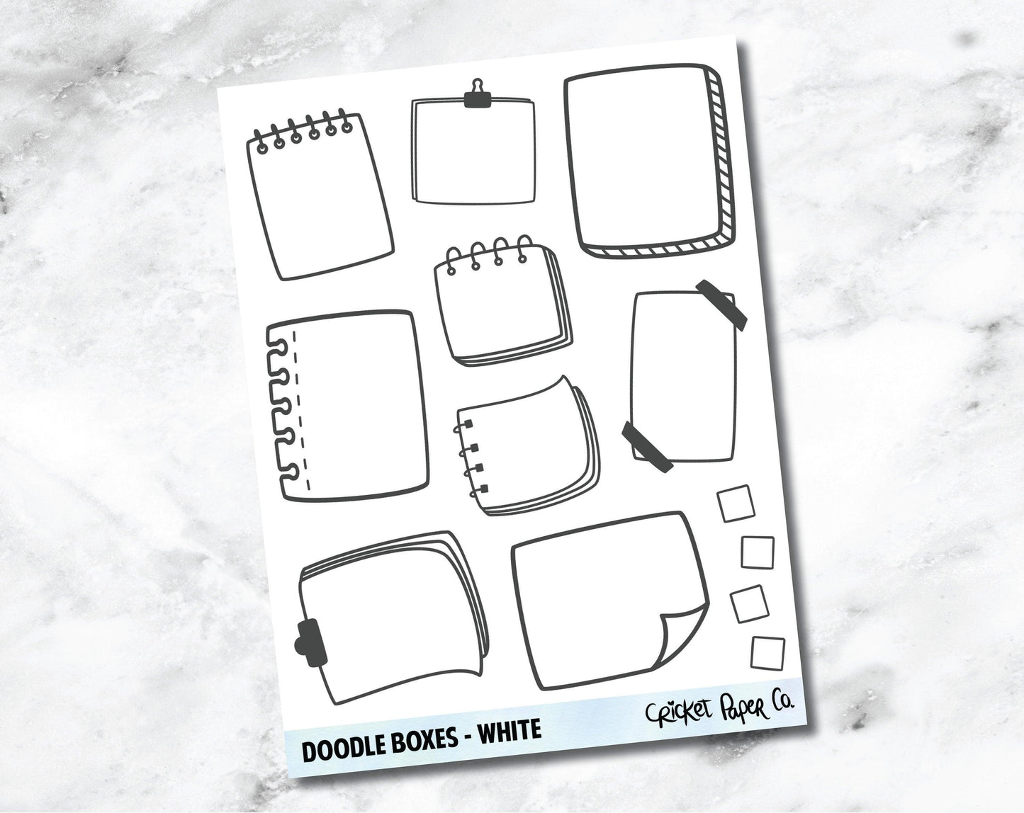 Doodle Boxes Planner Stickers - White-Cricket Paper Co.