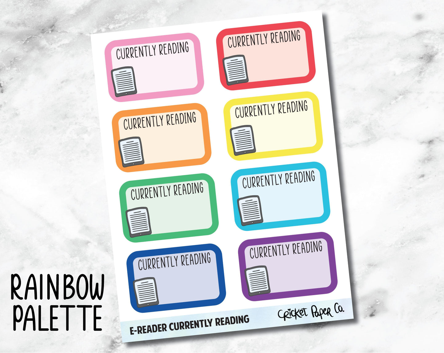 E-Reader Currently Reading - Reading and Bookish Planner Stickers-Cricket Paper Co.