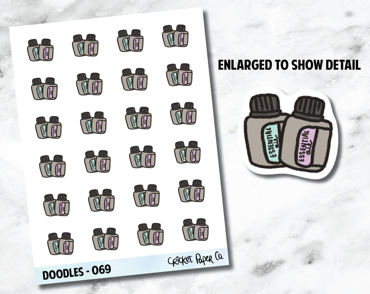 Essential Oils, Aromatherapy, EO Bottles Hand Drawn Doodles - 069-Cricket Paper Co.