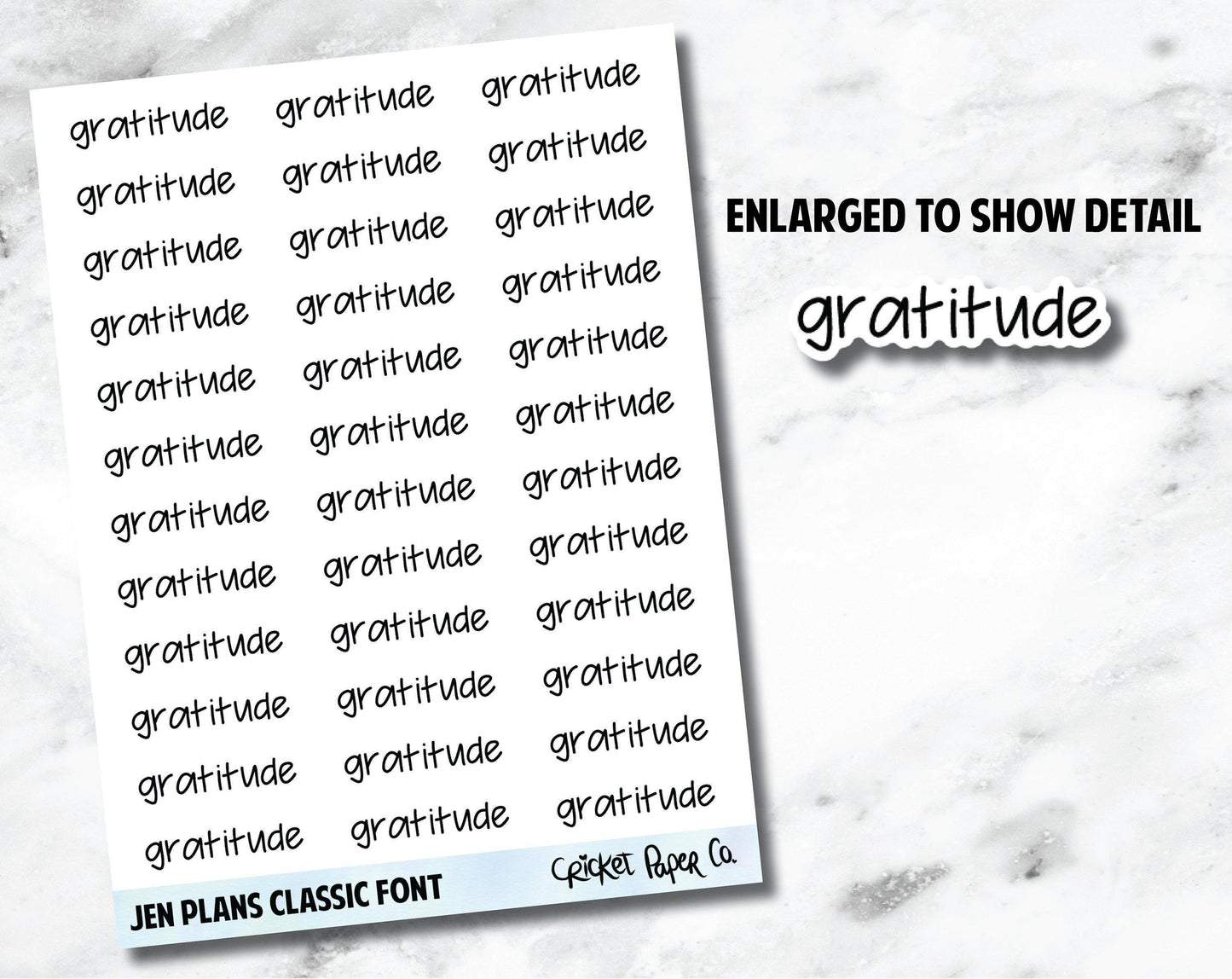 GRATITUDE Jen Plans Writing Font Planner Stickers-Cricket Paper Co.