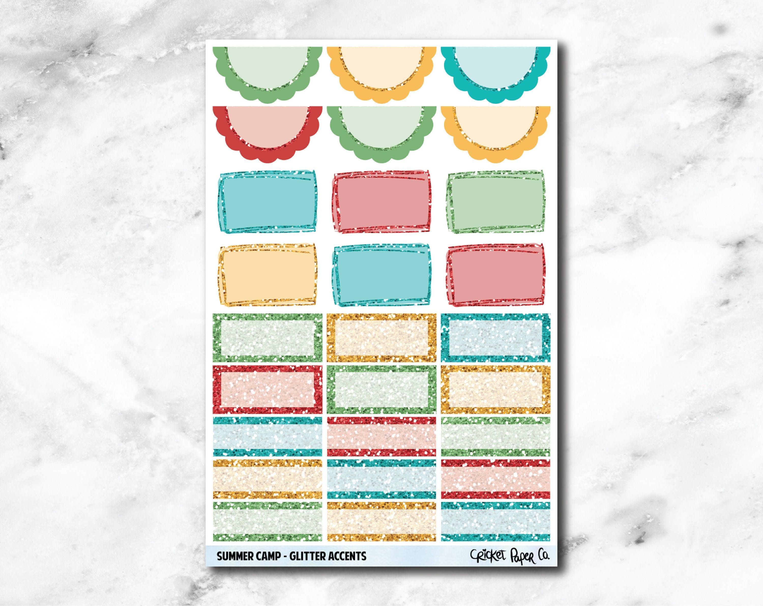 Glitter Accents Planner Stickers Summer Camp Cricket Paper Co.