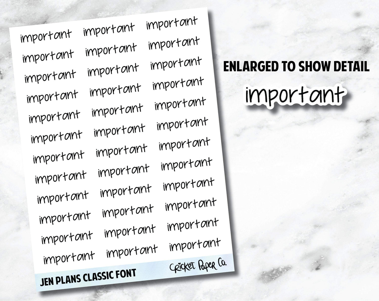 IMPORTANT Jen Plans Writing Font Planner Stickers-Cricket Paper Co.