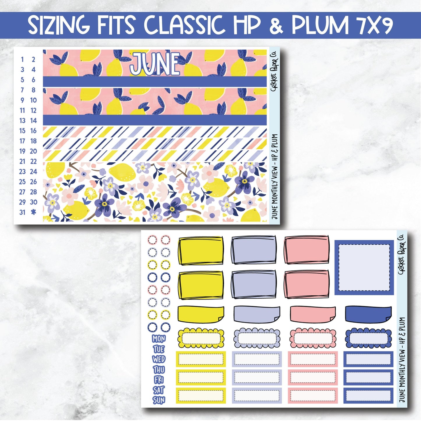 June Monthly View Planner Sticker Kit for 7x9 Planners-Cricket Paper Co.