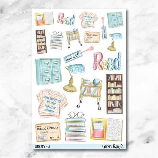 Library Decorative Journaling and Planner Stickers - A-Cricket Paper Co.