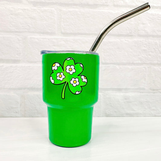 Lucky Clover - Green 3oz Mini Shot Glass Tumbler with Straw-Cricket Paper Co.