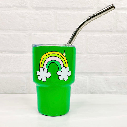 Lucky Rainbow - Green 3oz Mini Shot Glass Tumbler with Straw-Cricket Paper Co.