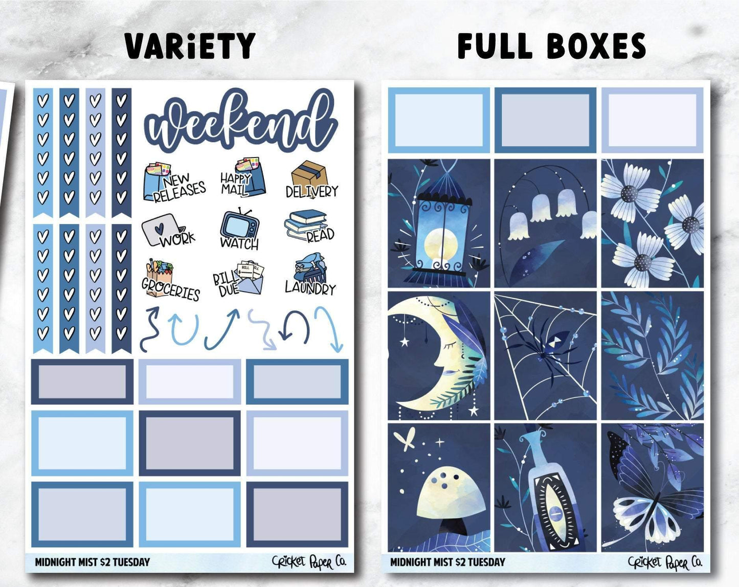 MIDNIGHT MIST Planner Stickers - Full Kit-Cricket Paper Co.