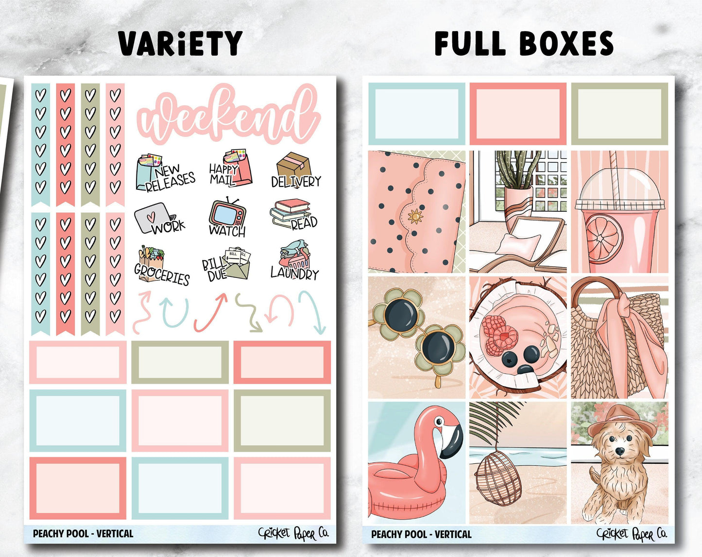 PEACHY POOL Planner Stickers - Full Kit-Cricket Paper Co.