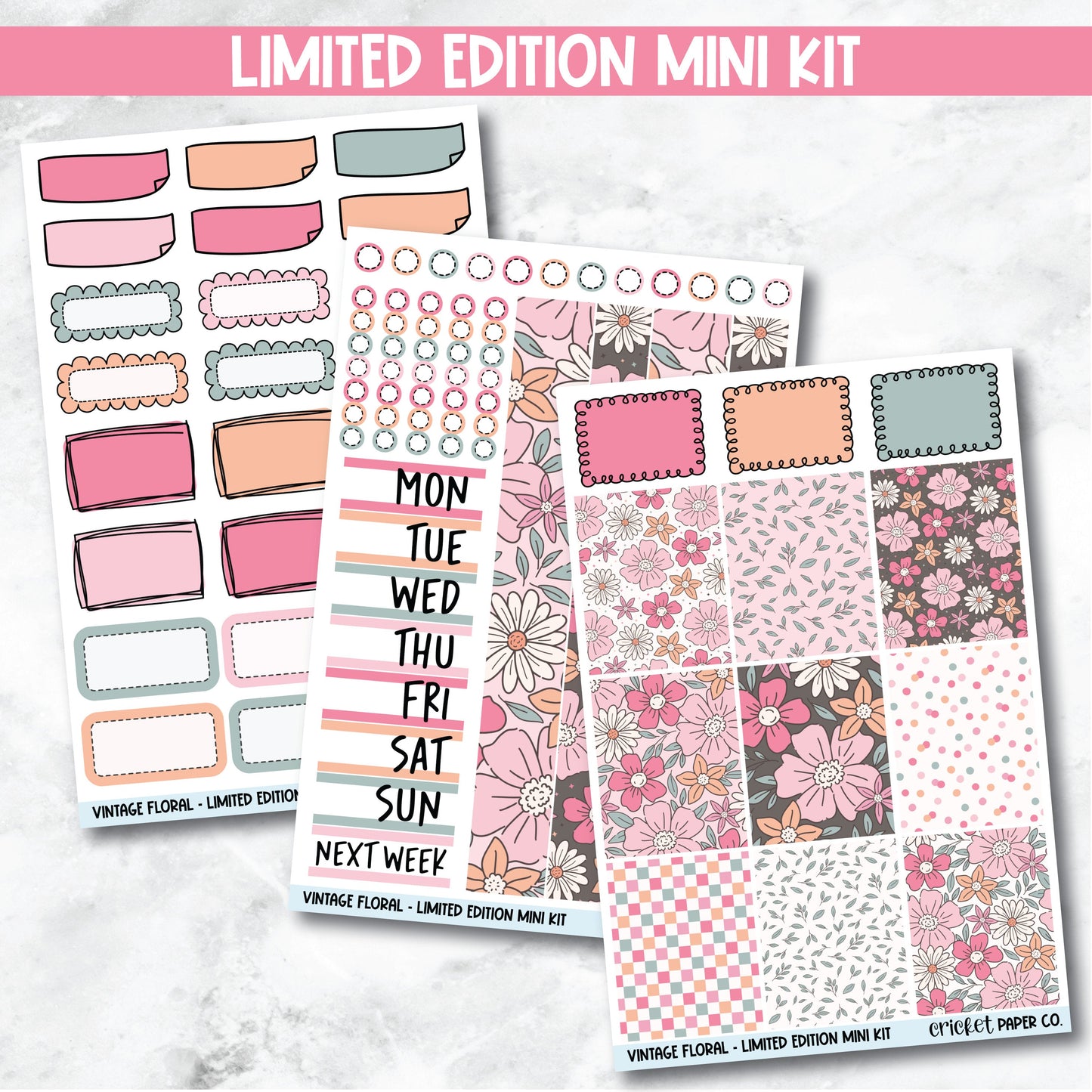 Planner Stickers Limited Edition Mini Kit - Vintage Floral-Cricket Paper Co.