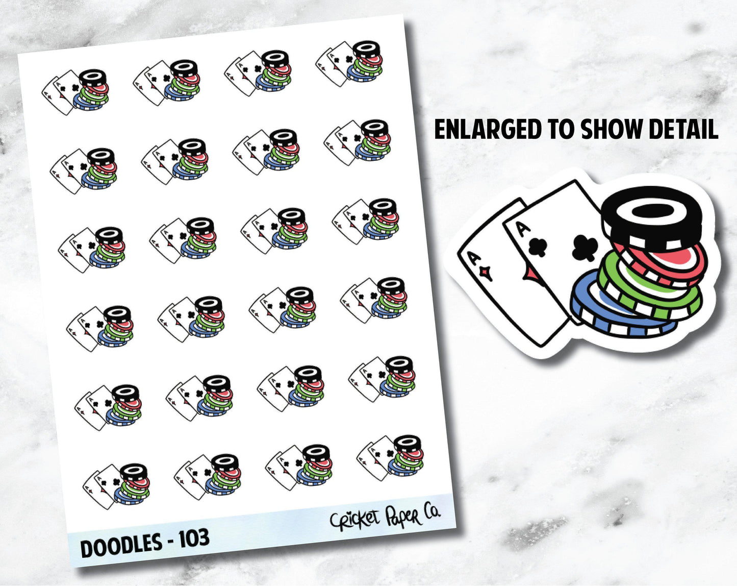 Playing Cards, Poker, Gambling, Game Night Hand Drawn Doodles - 103-Cricket Paper Co.