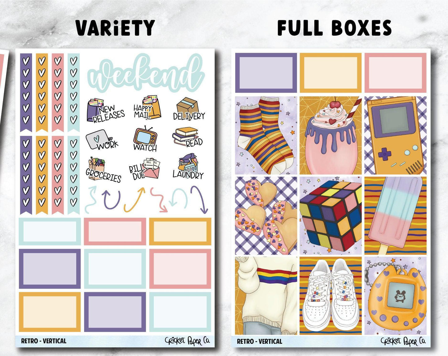 RETRO Planner Stickers - Full Kit-Cricket Paper Co.