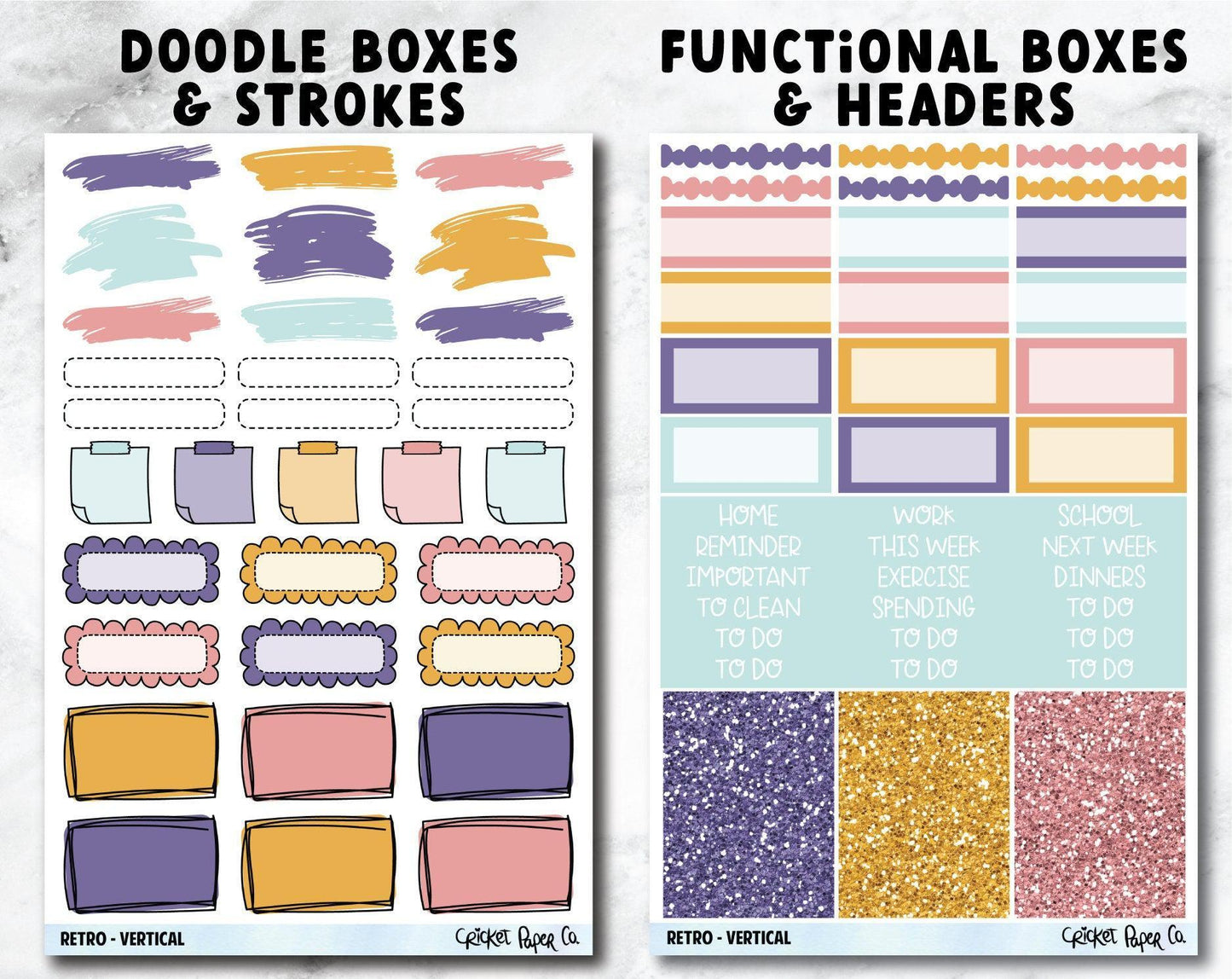 RETRO Planner Stickers - Full Kit-Cricket Paper Co.