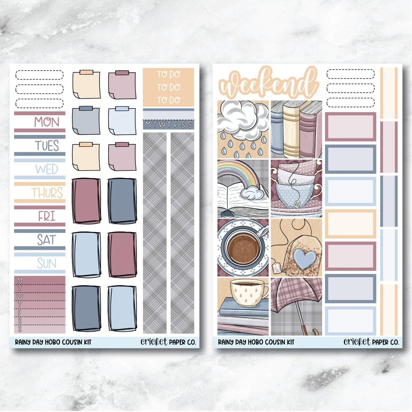 Rainy Day HOBONICHI COUSIN Planner Stickers Mini Kit-Cricket Paper Co.