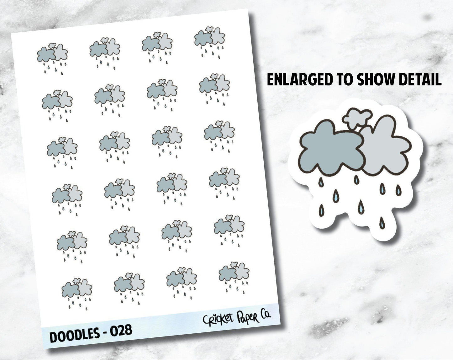 Rainy, Raining, Rain Clouds, Showers Weather Hand Drawn Doodles - 028-Cricket Paper Co.