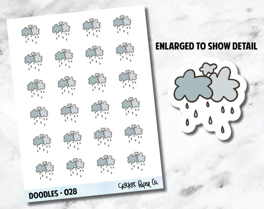 Rainy, Raining, Rain Clouds, Showers Weather Hand Drawn Doodles - 028-Cricket Paper Co.
