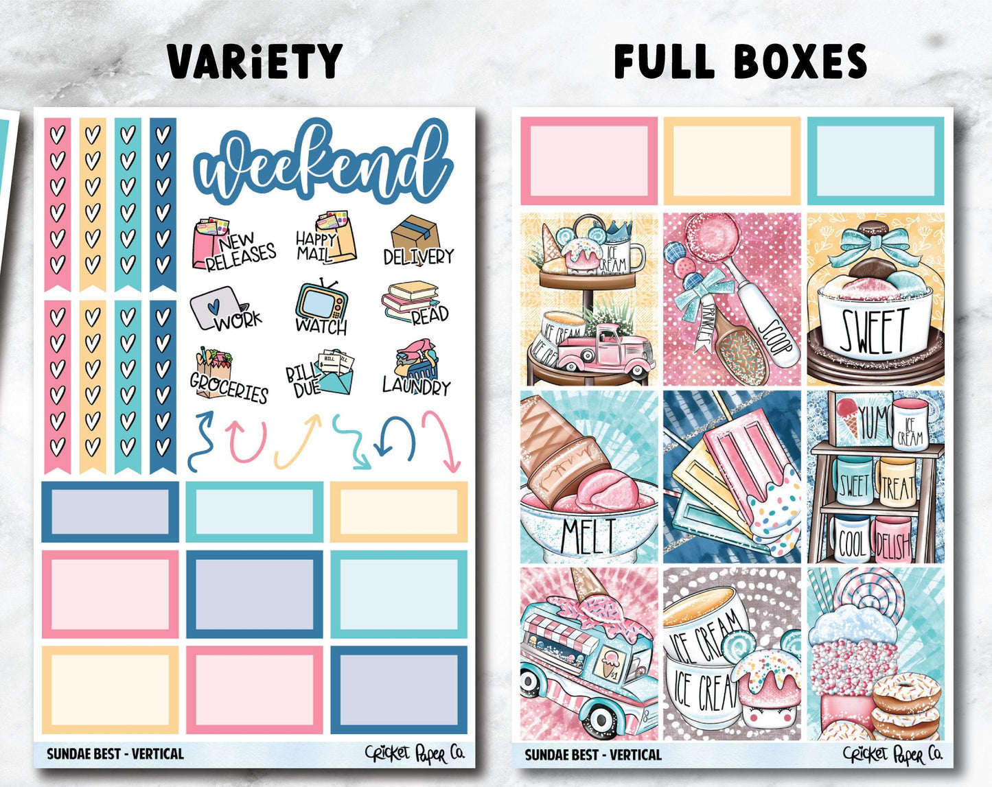 SUNDAE BEST Planner Stickers - Full Kit-Cricket Paper Co.