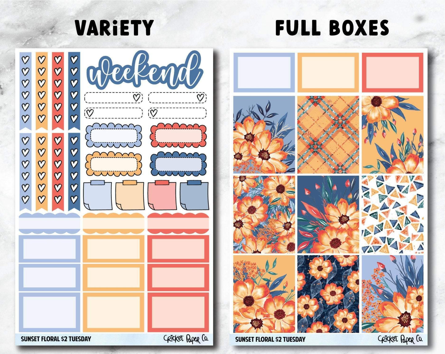 SUNSET FLORAL Planner Stickers - Full Kit-Cricket Paper Co.