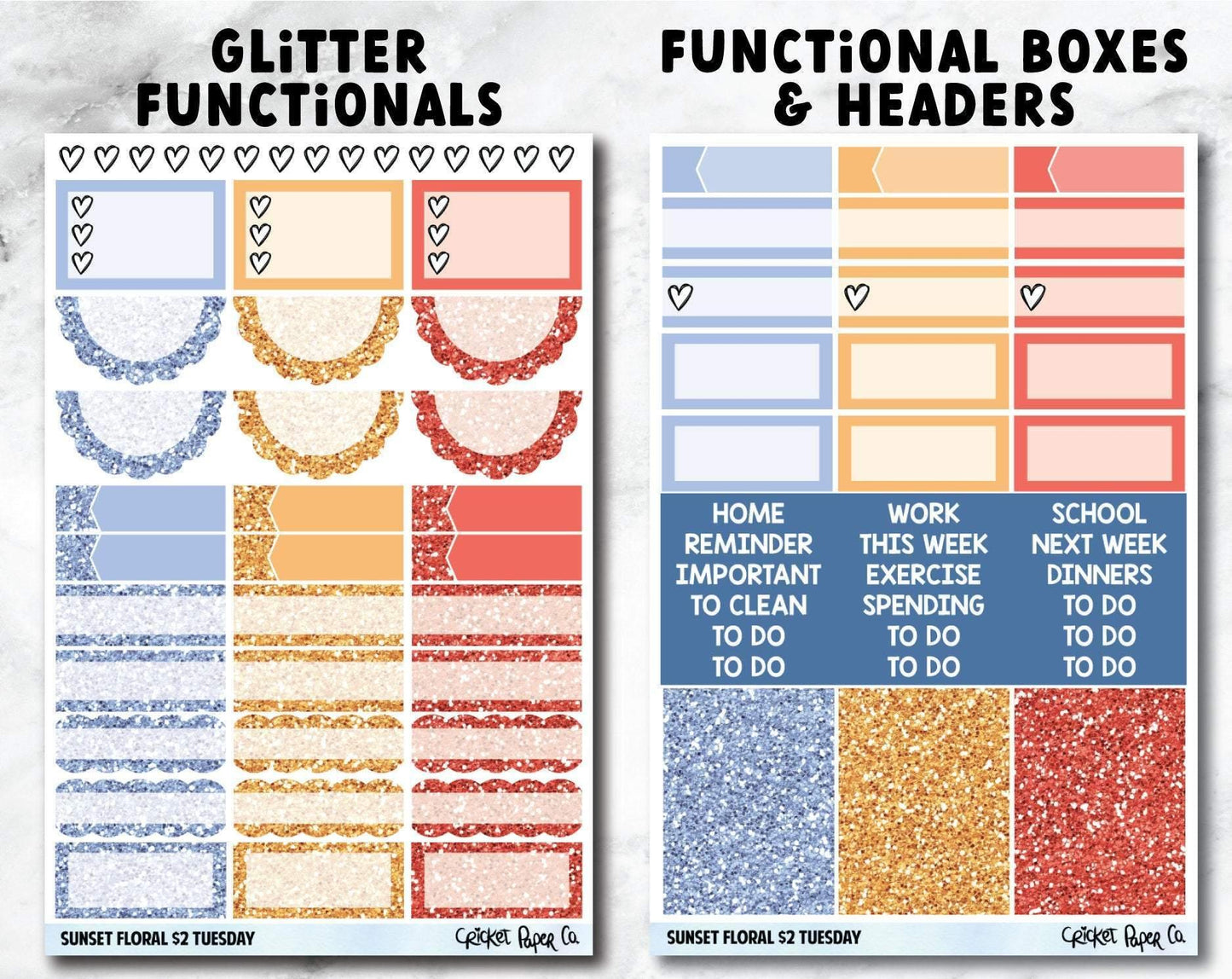 SUNSET FLORAL Planner Stickers - Full Kit-Cricket Paper Co.
