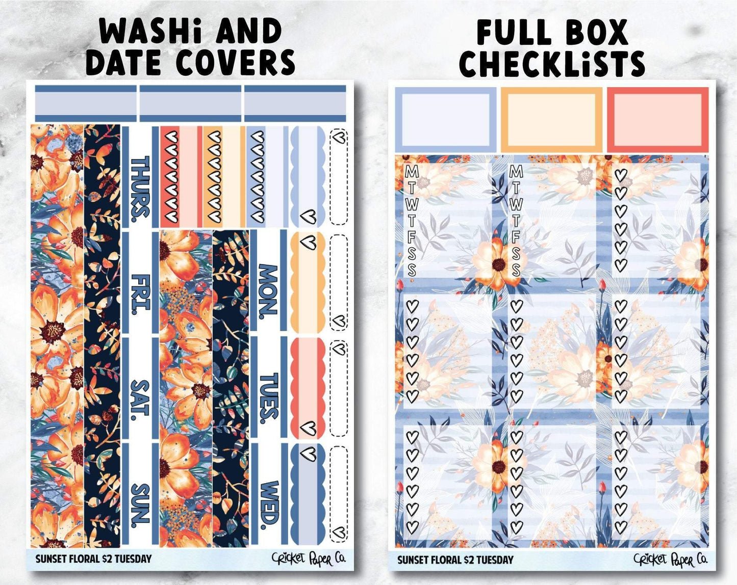 SUNSET FLORAL Planner Stickers - Full Kit-Cricket Paper Co.