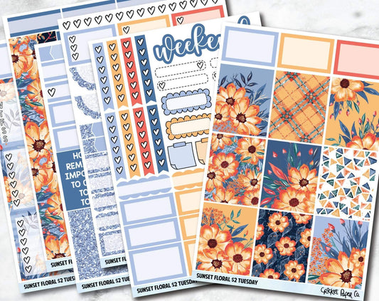 SUNSET FLORAL Planner Stickers - Full Kit-Cricket Paper Co.