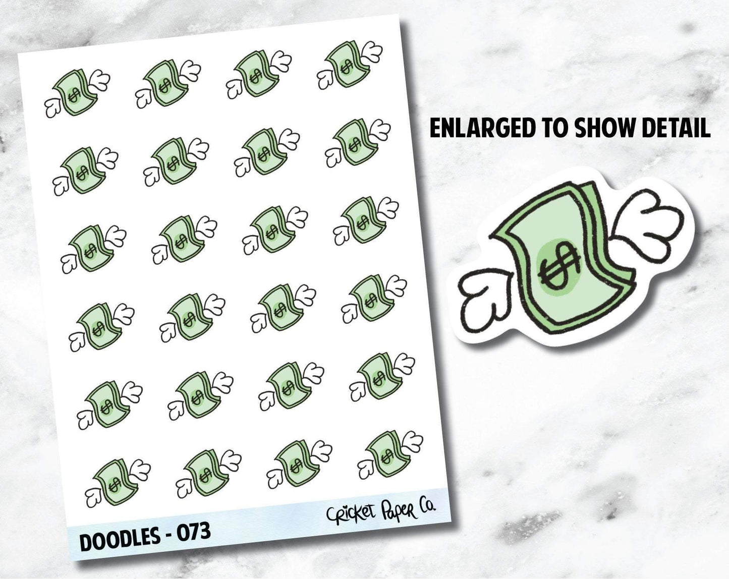 Spending Money, Flying Money, Treat Yo Self Hand Drawn Doodles - 073-Cricket Paper Co.