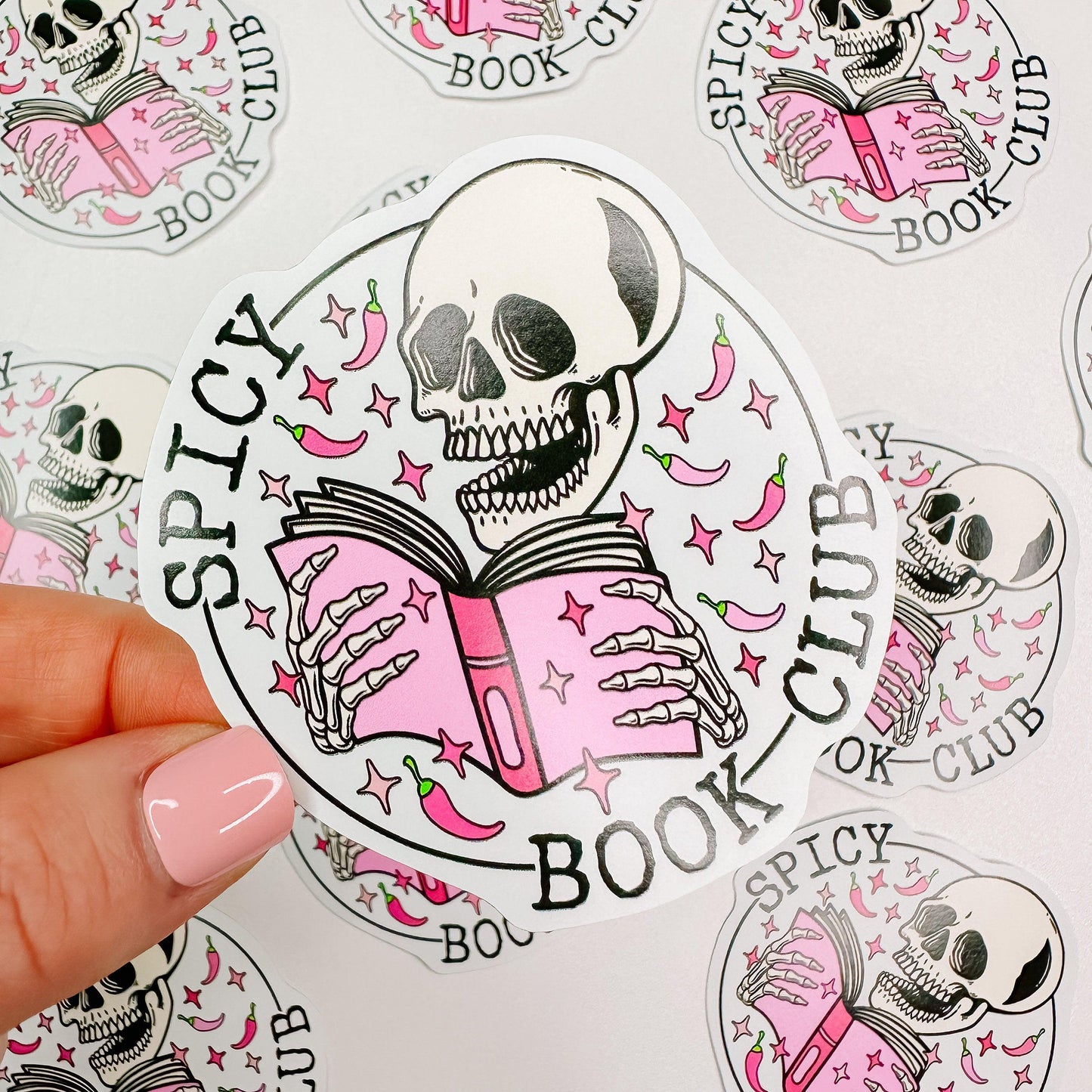 Spicy Book Club Skeleton - Bookish Vinyl Sticker-Cricket Paper Co.