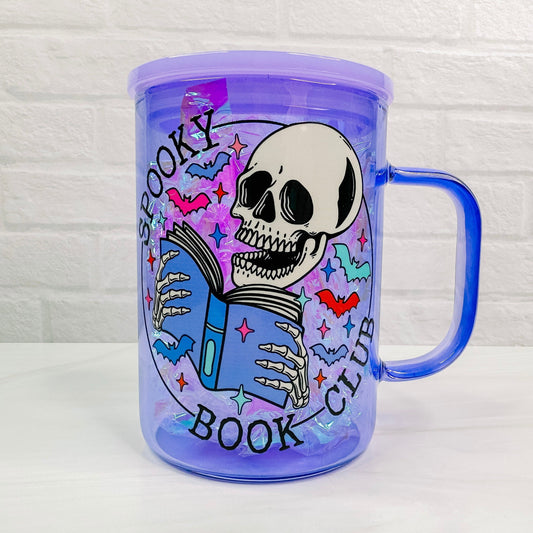 Spooky Book Club - 17oz Purple Colored Glass Mug-Cricket Paper Co.