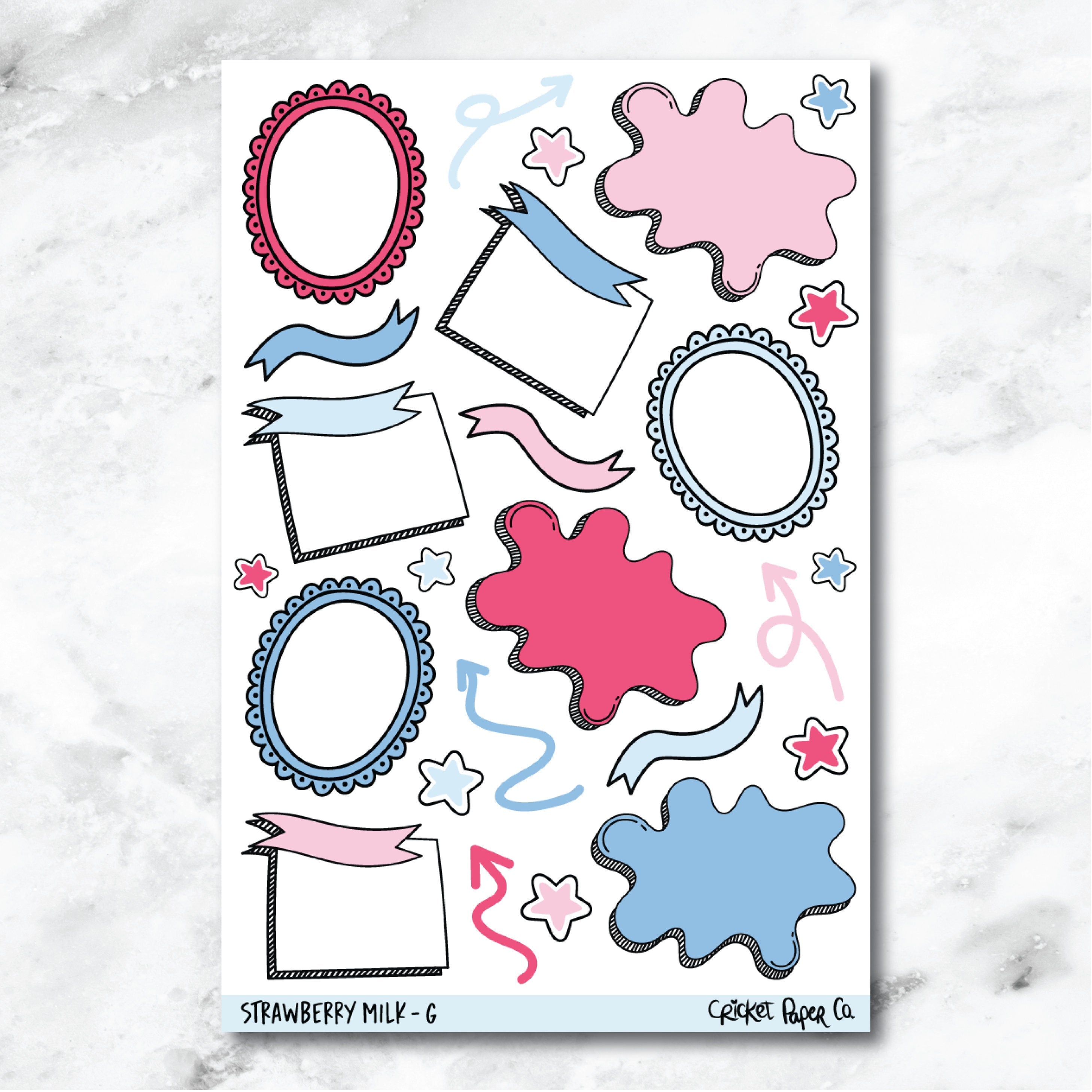 Strawberry Milk Bullet Journal Style Journaling and Planner Stickers ...