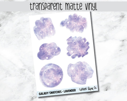 Transparent Watercolor Galaxy Swatch Planner Stickers - Lavender-Cricket Paper Co.