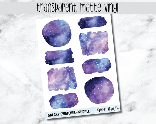 Transparent Watercolor Galaxy Swatch Planner Stickers - Purple-Cricket Paper Co.
