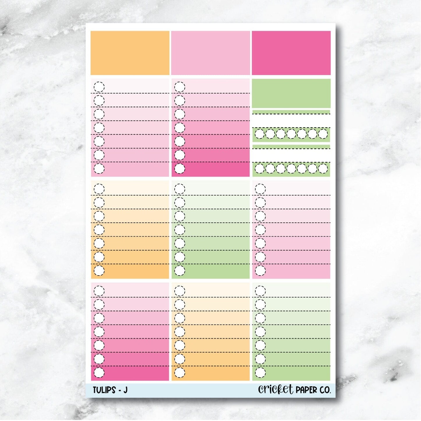Tulips Full Box Checklists Journaling and Planner Stickers - J-Cricket Paper Co.