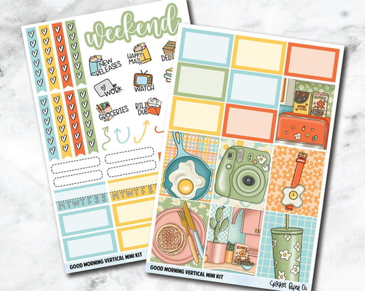 VERTICAL Planner Stickers Mini Kit - Good Morning-Cricket Paper Co.